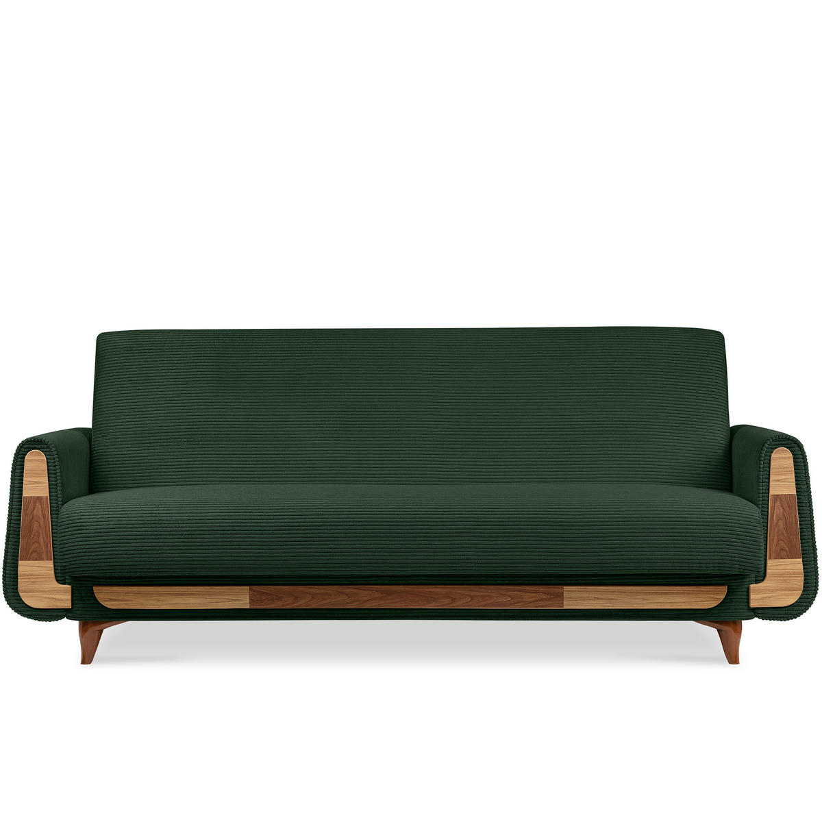 3-SITZER-SCHLAFSOFA GUSTAVO II mit Armlehnen, Dunkelgrün - Dunkelgrün, Holz/Holzwerkstoff (230/98/98cm) - KONSIMO®