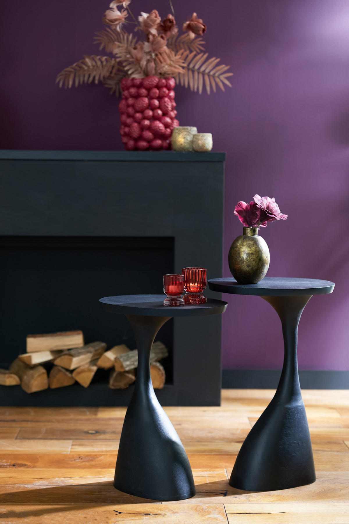 BEISTELLTISCH Macau Schwarz 40/33/61 cm - Schwarz, Metall (40/33/61cm) - Light & Living