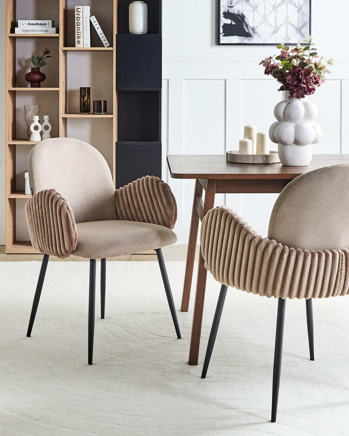 ESSZIMMERSTUHL 2er-Set Taupe Amity - Taupe/Schwarz, Textil (50/84/56cm) - Beliani