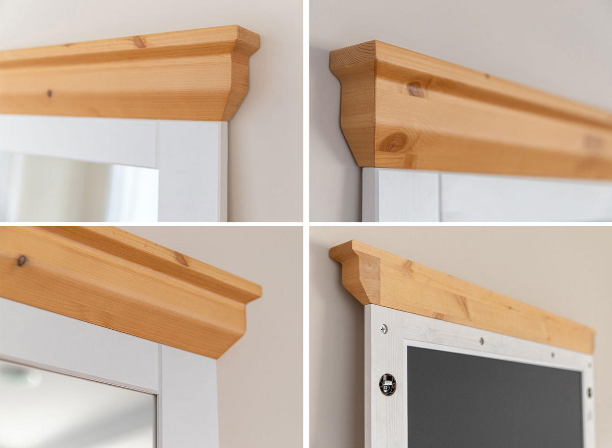 WANDSPIEGEL Marone Elite Weiß / Kiefer Natur 109 / 5 / 81cm - Weiß/Kieferfarben, Glas (109/82/5cm) - Feldmann-Wohnen