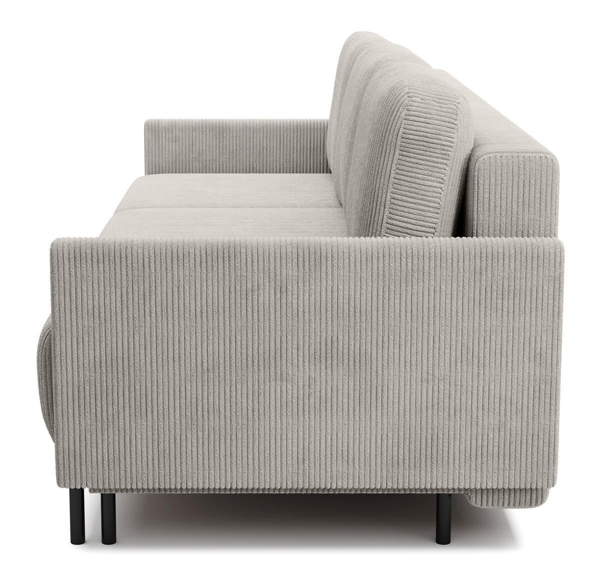 SCHLAFSOFA Hamiel Hellbeige Cordbezug 212 cm - Ecru/Schwarz, Holz/Textil (212/87/97cm) - Selsey