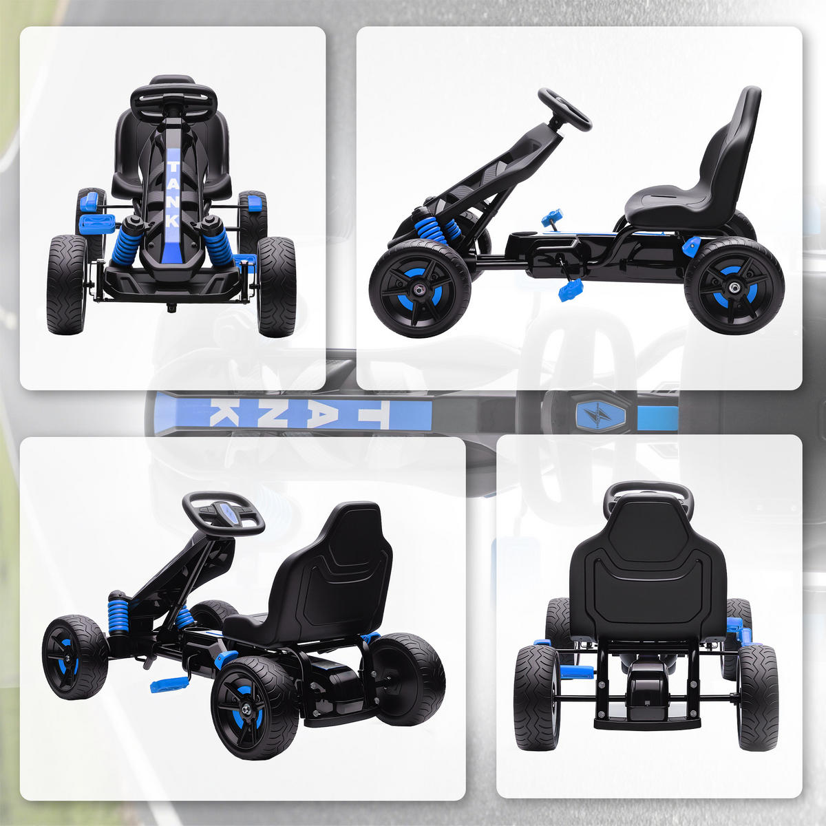 GO-KART DE-06157 Mit pedalen, Freilaufsystem und Bremse Blau - Blau, Kunststoff/Metall (100/59/60.5cm) - ComfortXL