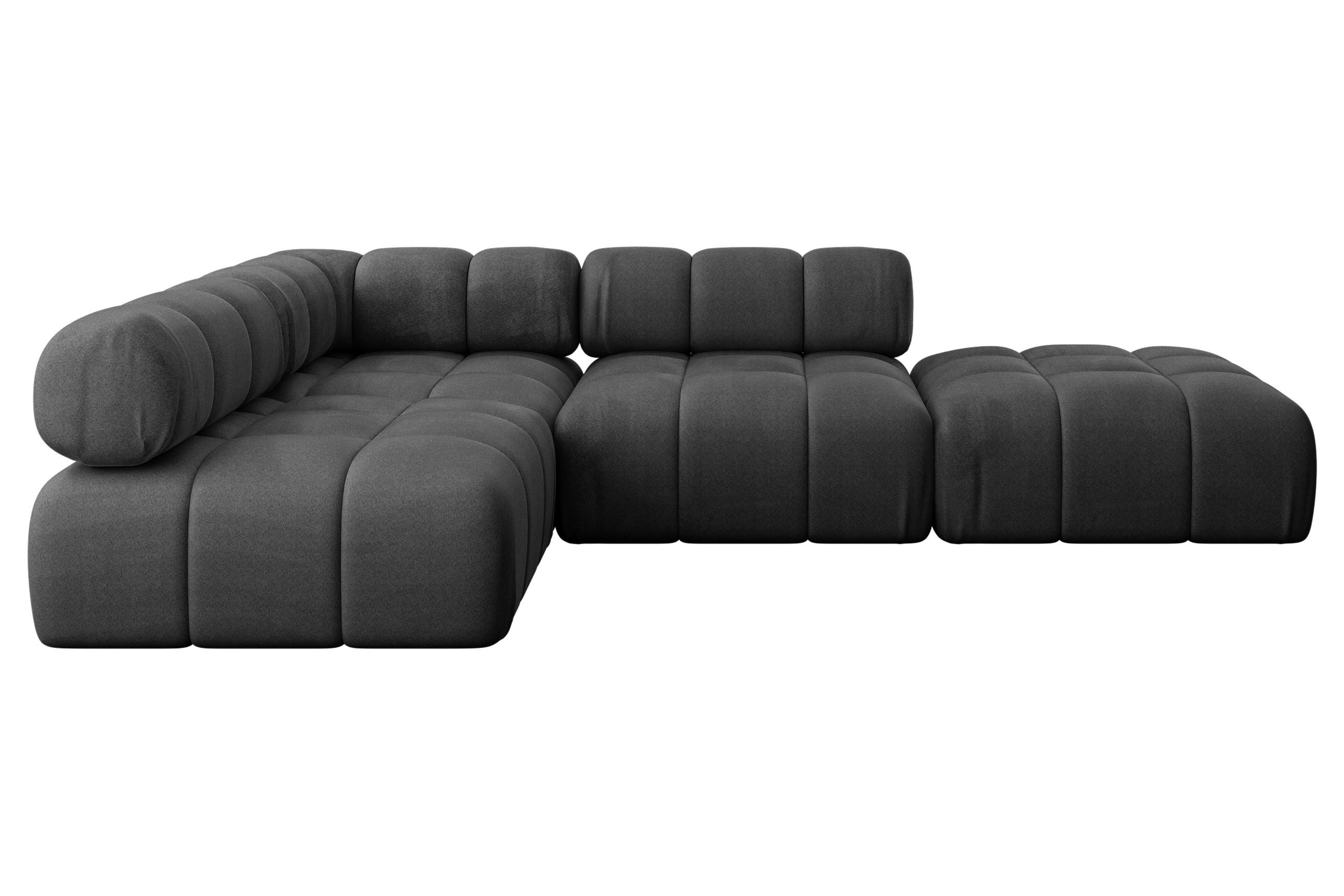 ECKSOFA modulares Sofa Favio-L1 - 285x190x70 cm Schwarz Velours - Schwarz, Holzwerkstoff/Textil (285/190cm) - ALTDECOR