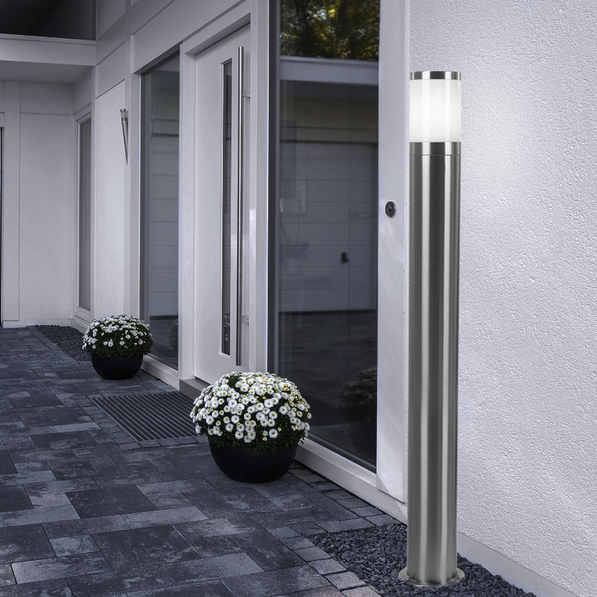 STEHLAMPE Edelstahl Silber - Silberfarben, Metall (10.2/10.2/80cm) - Globo Lighting