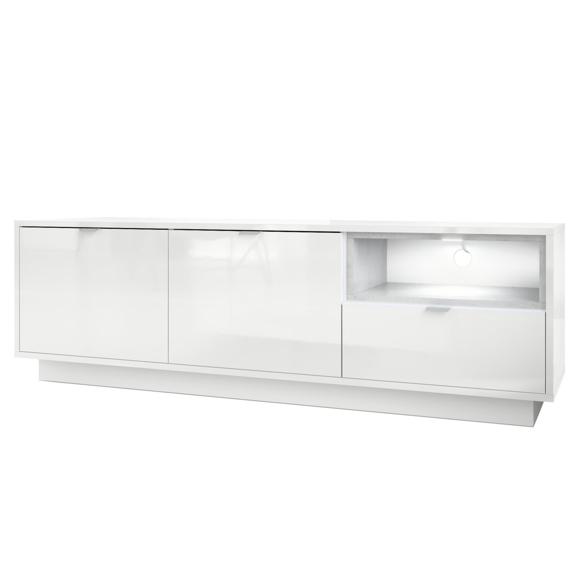 LOWBOARD Metro Einsatz in Beton Oxid Optik - Hellgrau, Holzwerkstoff (153/48/38cm) - Vladon