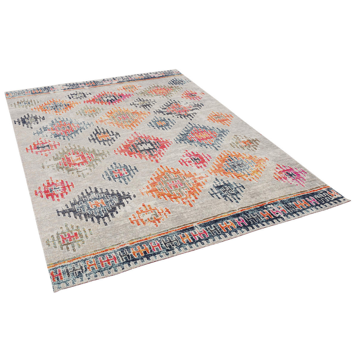 KURZFLOR DESIGNER TEPPICH MODERN VINTAGE ORIENT MUSTER - Nickelfarben, Textil (140/200cm) - Pergamon