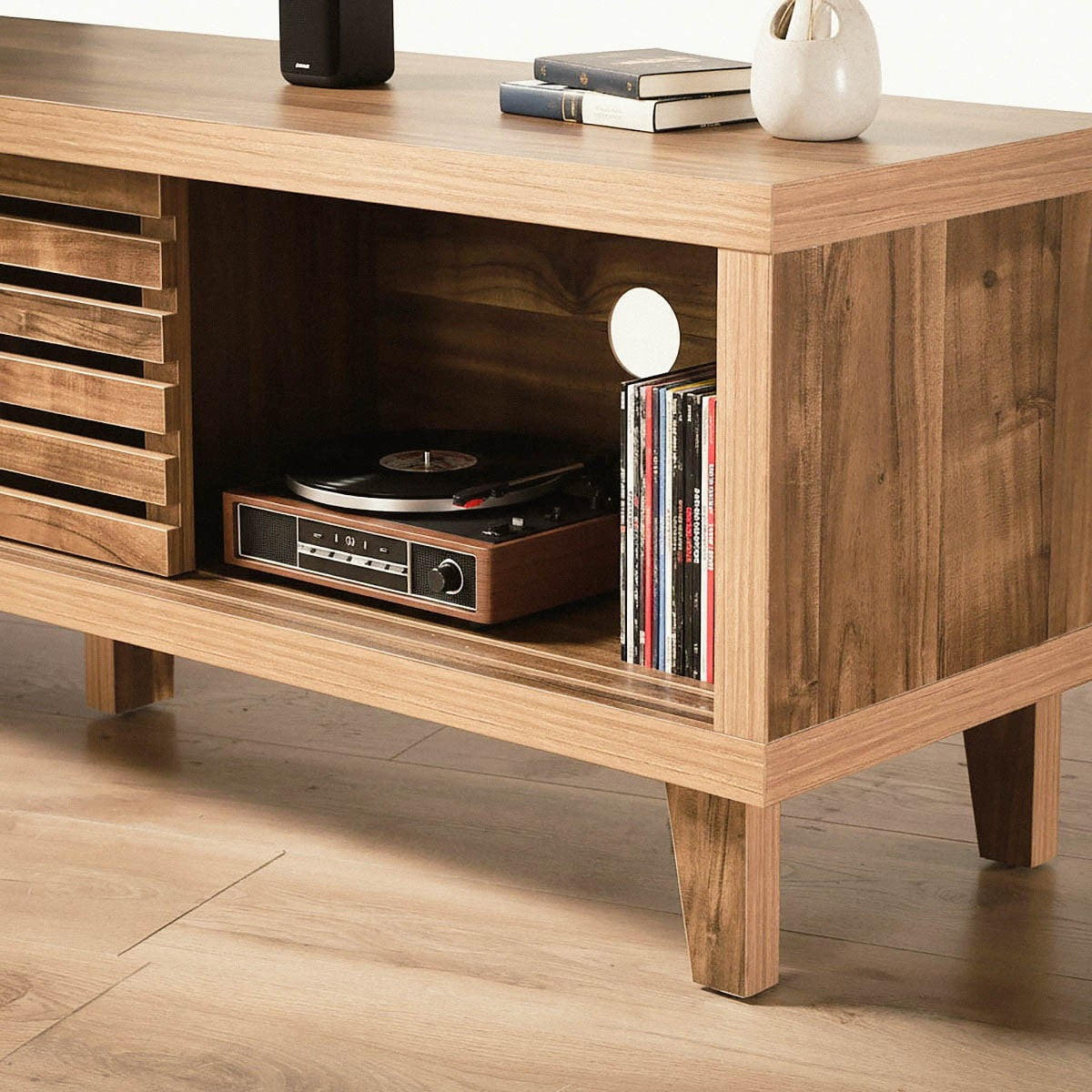 TV-MÖBEL mit 2 Schiebetüren 35/140/45 cm - Nussbaumfarben, Holzwerkstoff (35/45/140cm) - Calicosy