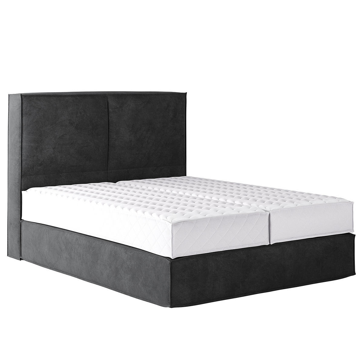 BOXSPRINGBETT mit Kopfteil - Premium - Anthrazit, Textil (140/200cm) - home24