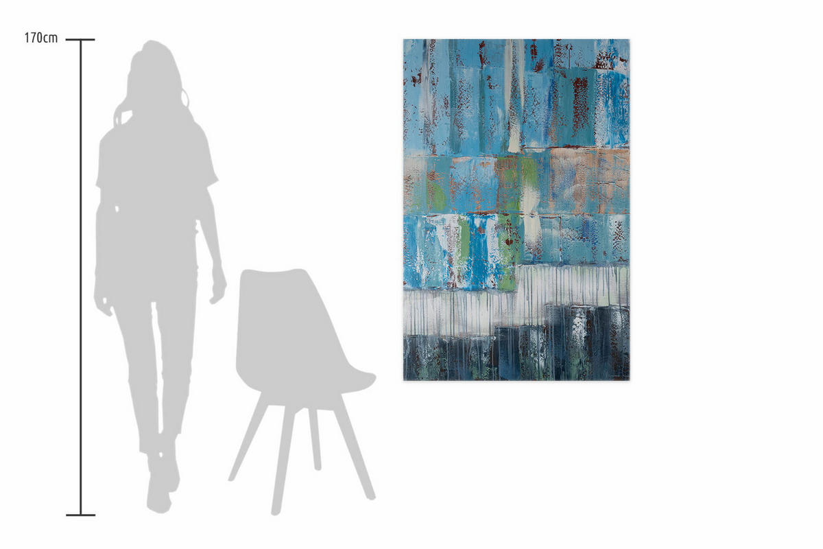 ÖLGEMÄLDE 80/120 cm - Türkis/Blau, Holz/Textil (2/120cm) - KUNSTLOFT
