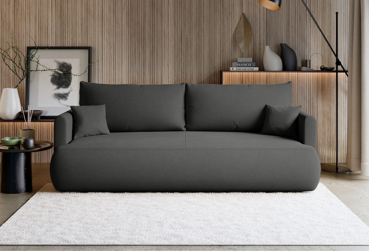 3-SITZER SOFA Ovo Mini Dunkelgrau Chenille Easy-Clean - Dunkelgrau/Schwarz, Kunststoff/Textil (226/90/97cm) - Selsey