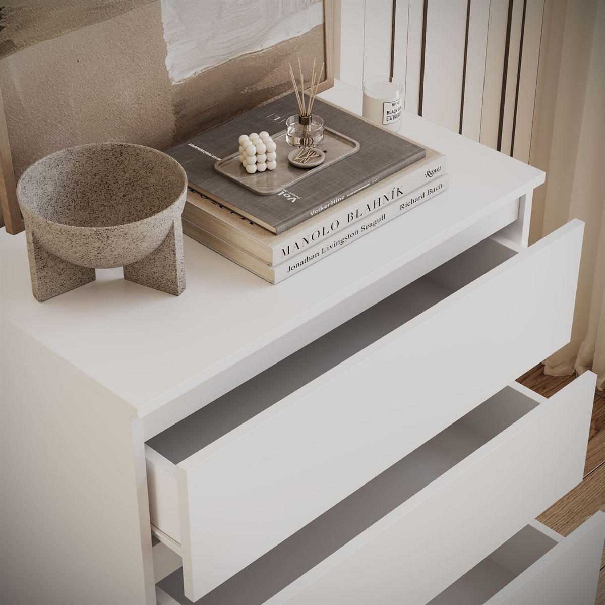 HIGHBOARD HANA M4 70 Weiß - Weiß, Holzwerkstoff (70/97/40cm) - Lookway