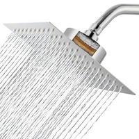DUSCHKOPF 20 cm Edelstahl Chrom mit 20-Stufen-Filter - Silberfarben, Metall (20/12.7/20cm)