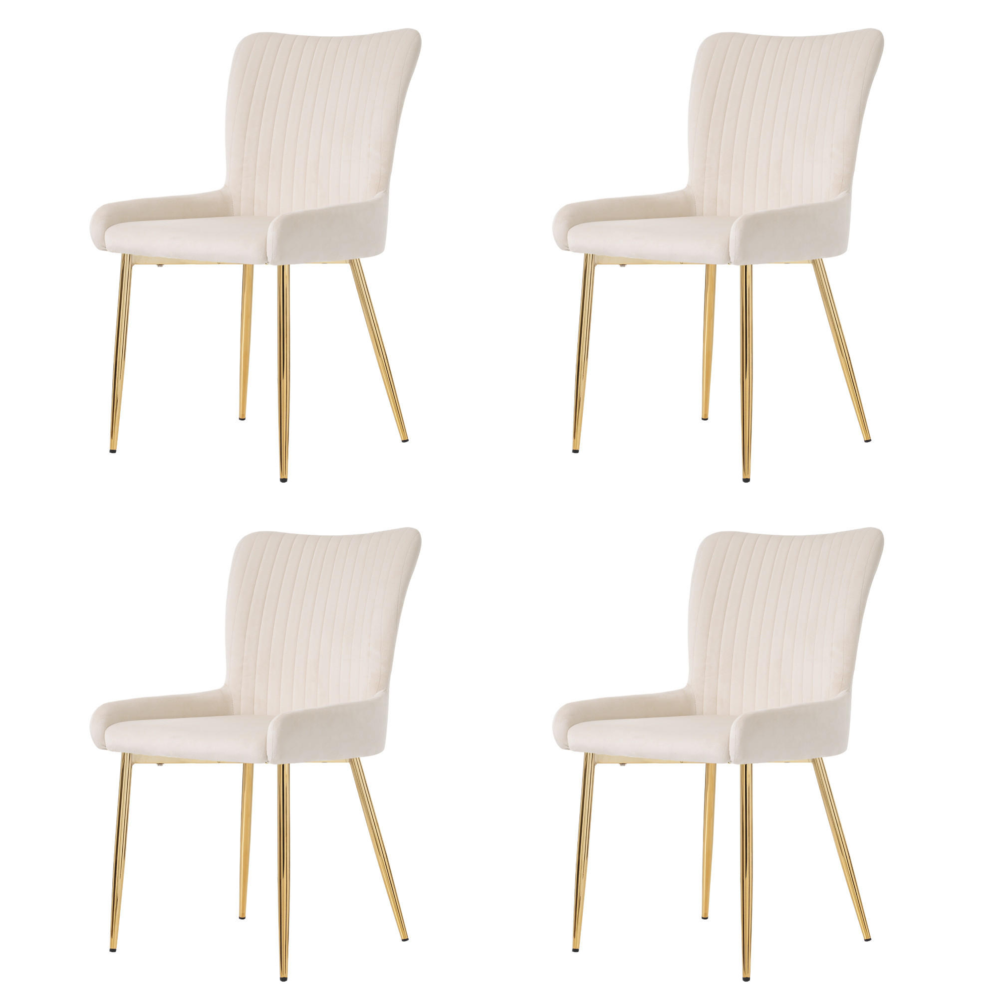 ARMLEHNSTUHL-SET DE-37030 4 Stück mit goldenen Metallbeinen Beige - Beige/Goldfarben, Metall (58/85/47cm) - ComfortXL