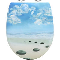 TOILETTENDECKEL mit Absenkautomatik, einfache Montage, Oval - Blau/Weiß, Kunststoff (37/5.2/45cm) - Woltu