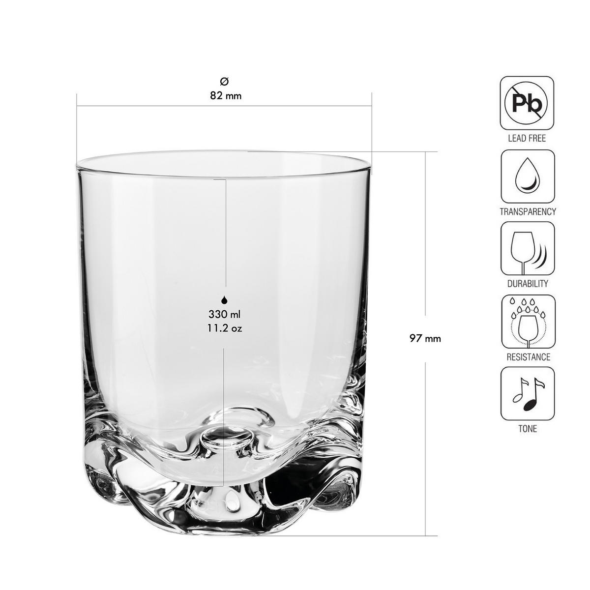 WHISKYGLÄSER, 6er-Set, 330 ml - Transparent, Glas (0.33L) - Krosno Glass