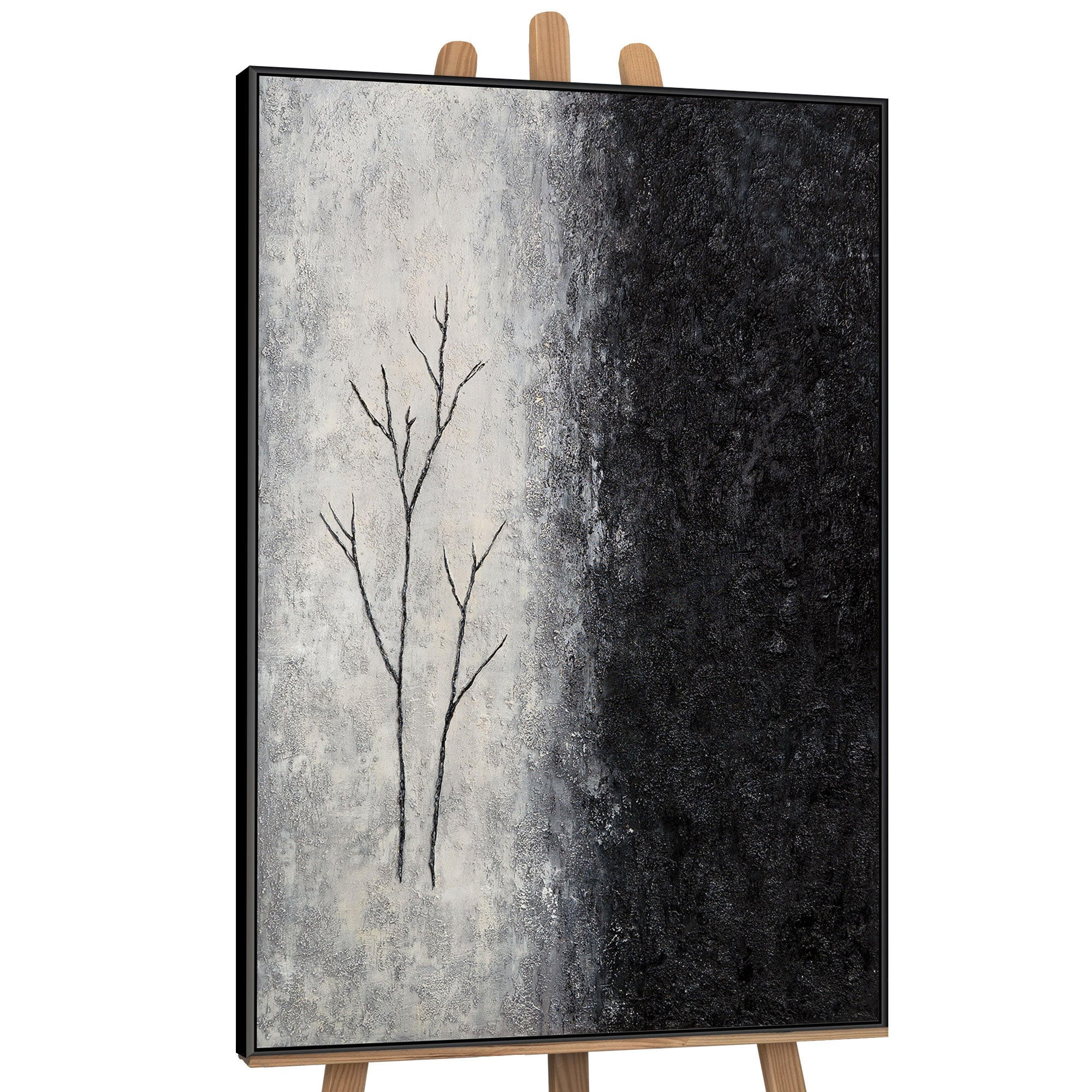 GEMÄLDE Atem des Winters Schattenfugenrahmen Schwarz 120x80 cm - Schwarz, Holz (120/80cm) - YS-art gallery