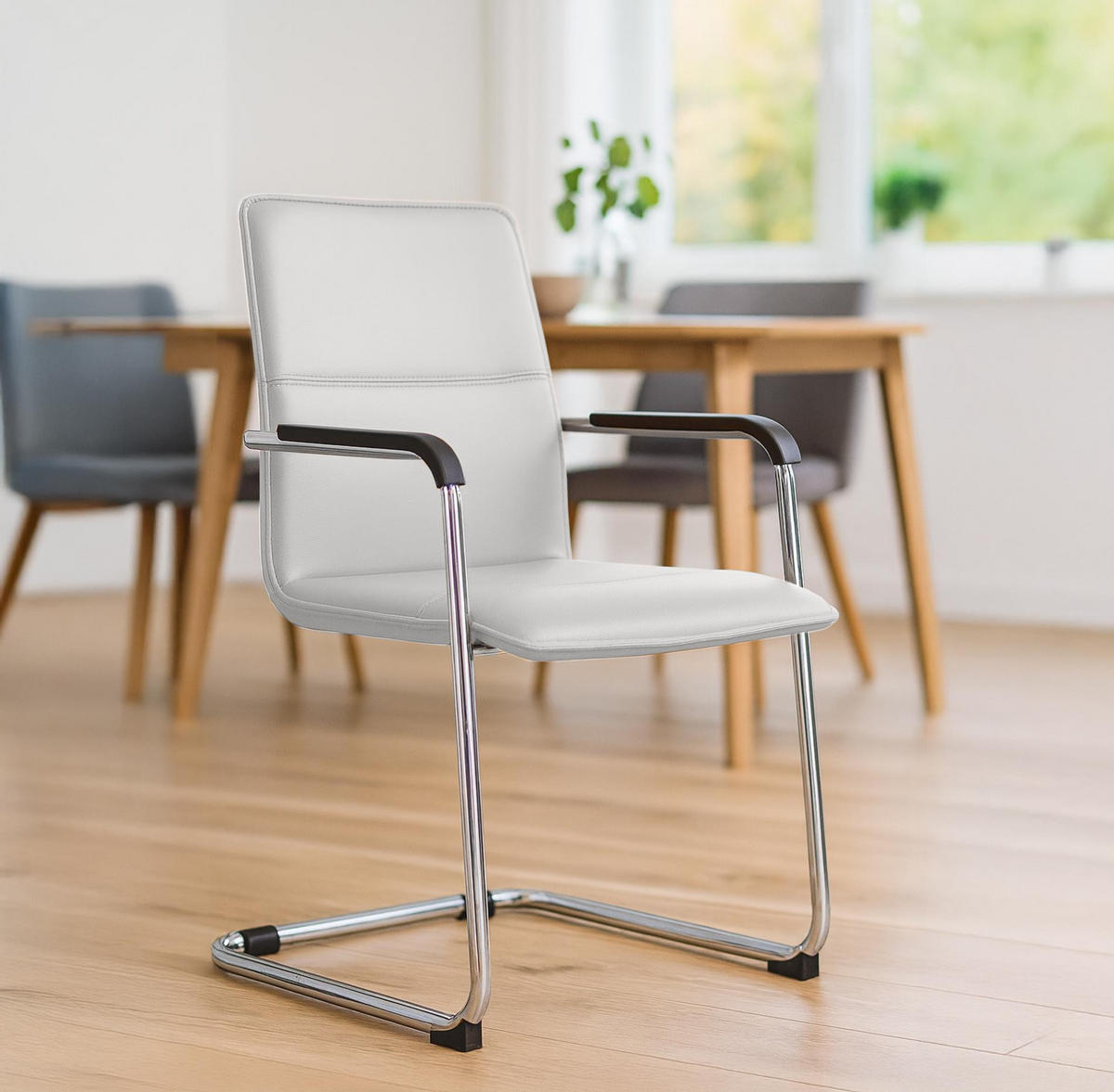 SCHWINGSTUHL Lederlook Weiß - Weiß, Textil/Metall (57/92/59cm) - CLP