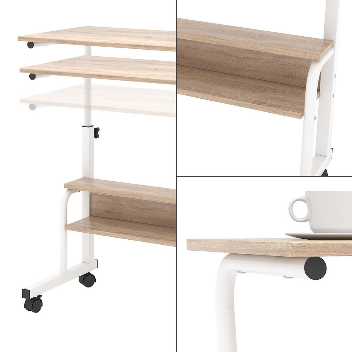 SCHREIBTISCH Bica Weiß 80 x 40 cm - Weiß/Sonoma Eiche, Holzwerkstoff (40/80/90cm) - Vicco