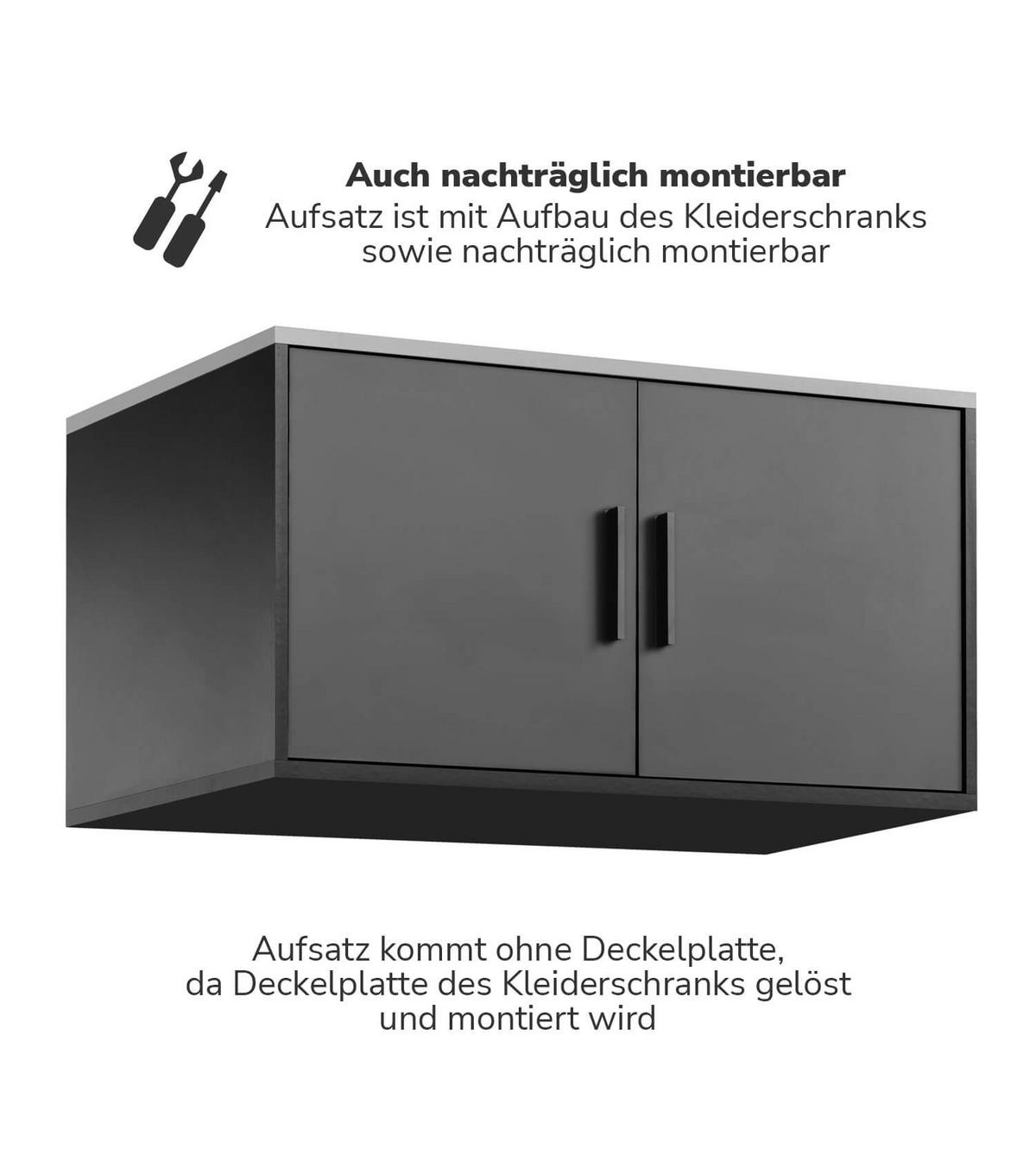 KLEIDERSCHRANKAUFSATZ Der Hochstapler - Anthrazit, Holzwerkstoff (90/47/58cm) - Mokebo