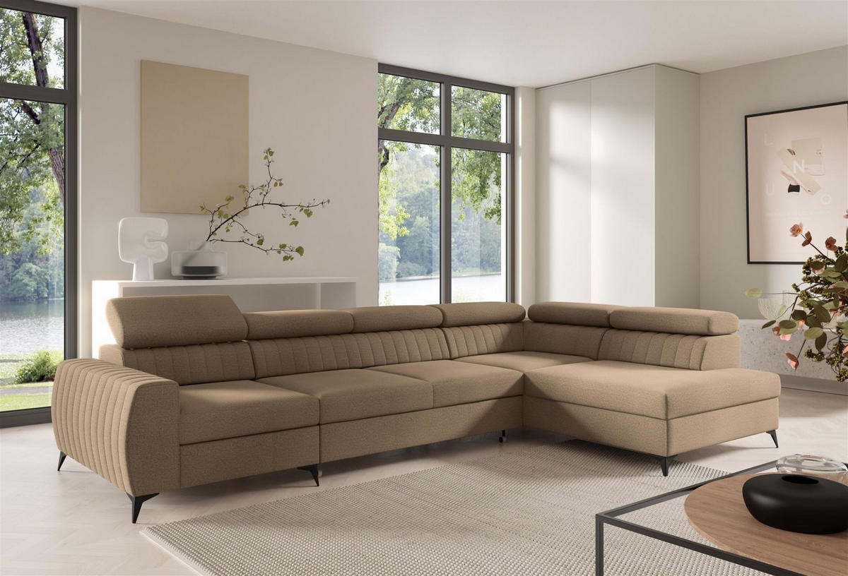 ECKSOFA Toronto Xl - Beige, Holzwerkstoff/Textil (340/200cm) - Fun Möbel