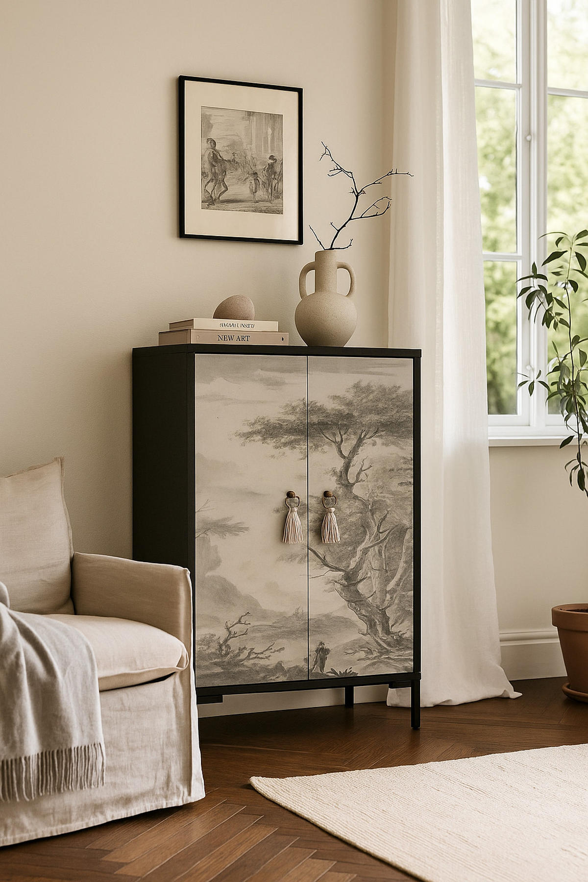 SIDEBOARD aus MDF mit 2 dekorativen Türen WALTER - Rot, Holzwerkstoff (45/123/75cm) - RNT By Really Nice Things