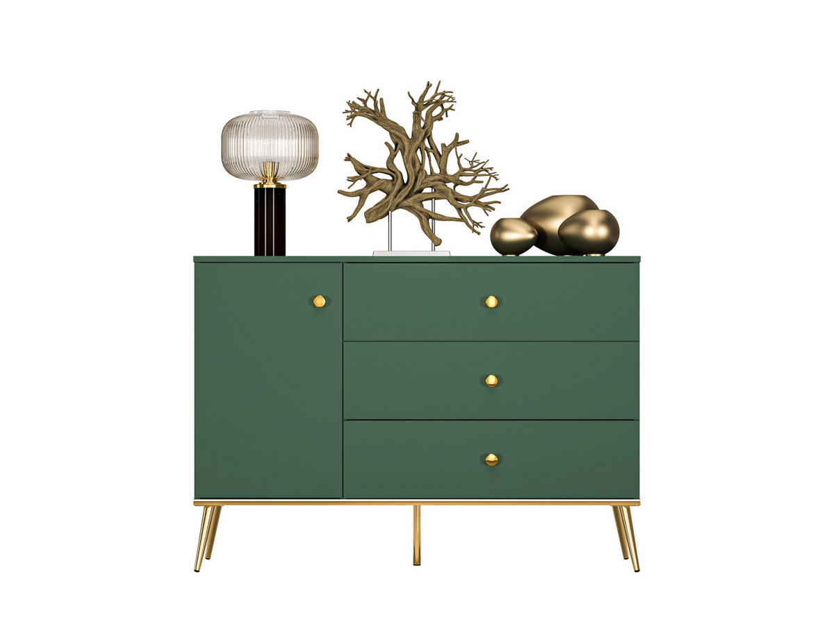 SIDEBOARD Forest dunkelgrün / gold 120 / 40 / 85cm - Dunkelgrün/Grün, Holz/Holzwerkstoff (120/85/45cm) - Feldmann-Wohnen