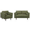 2-SITZER-SOFA Set mit Sessel dunkelgrün Nurmo - Dunkelbraun/Grün, Textil (74/78/140cm) - Beliani