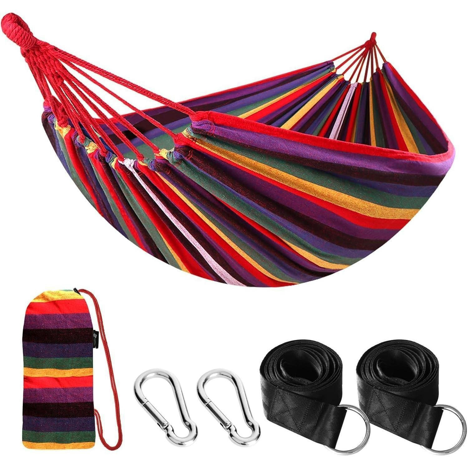 HÄNGEMATTE Baumwolle Regenbogen mit Gurten und Tasche - Multicolor, Textil (150/2.5/270cm)