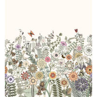 FOTOTAPETE Blumen & Schmetterlinge 250 x 279 cm - Weiß, Papier (250/279cm) - ESTAhome
