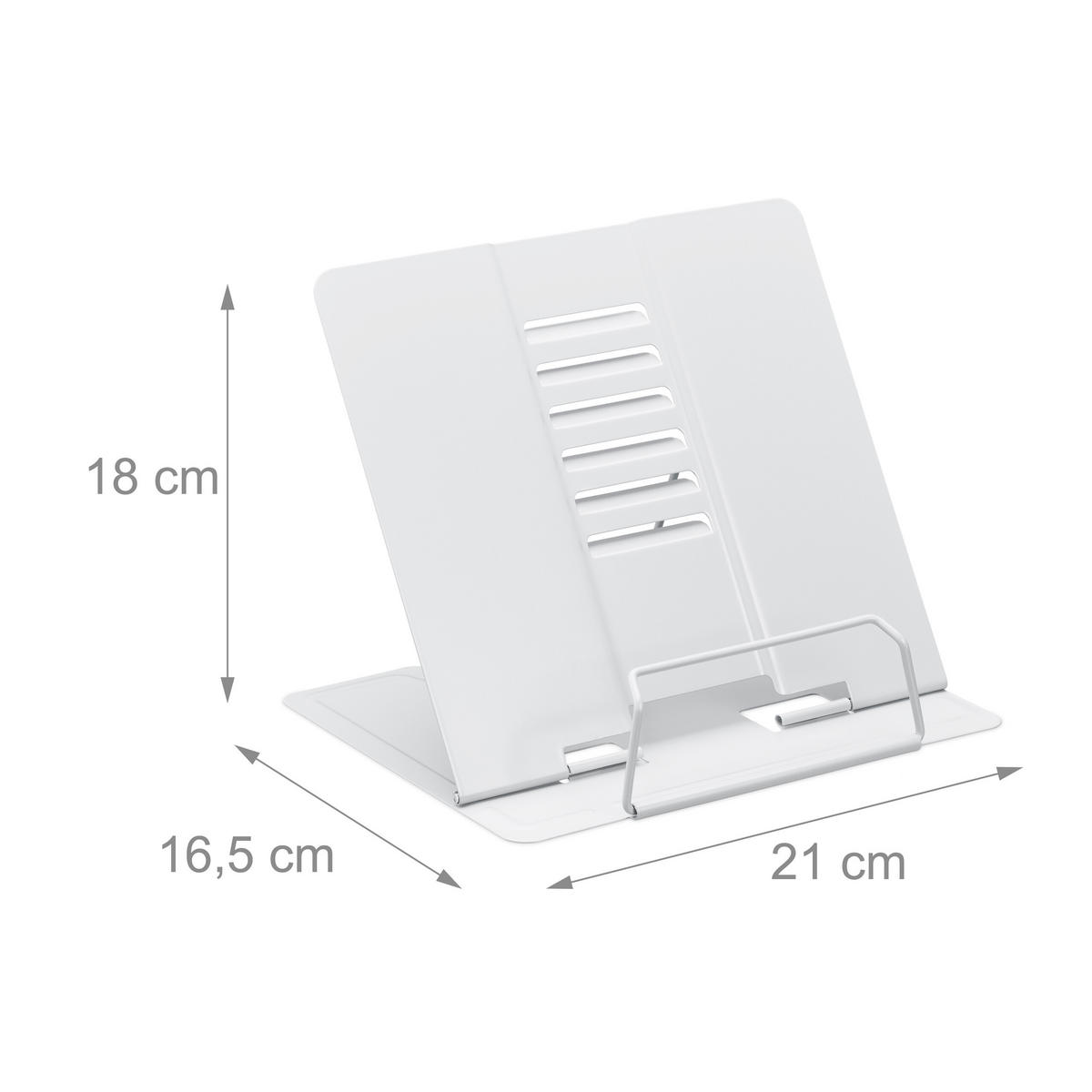 2xBUCHSTÄNDER - Weiß, Metall (21/18/16.5cm) - Relaxdays