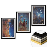 WANDBILDER 3er-Set - 40x60 cm Schwarzer Rahmen - Weltraumlandschaften von Galaxien - Schwarz, Kunststoff (40/60cm) - ArtPrintCave
