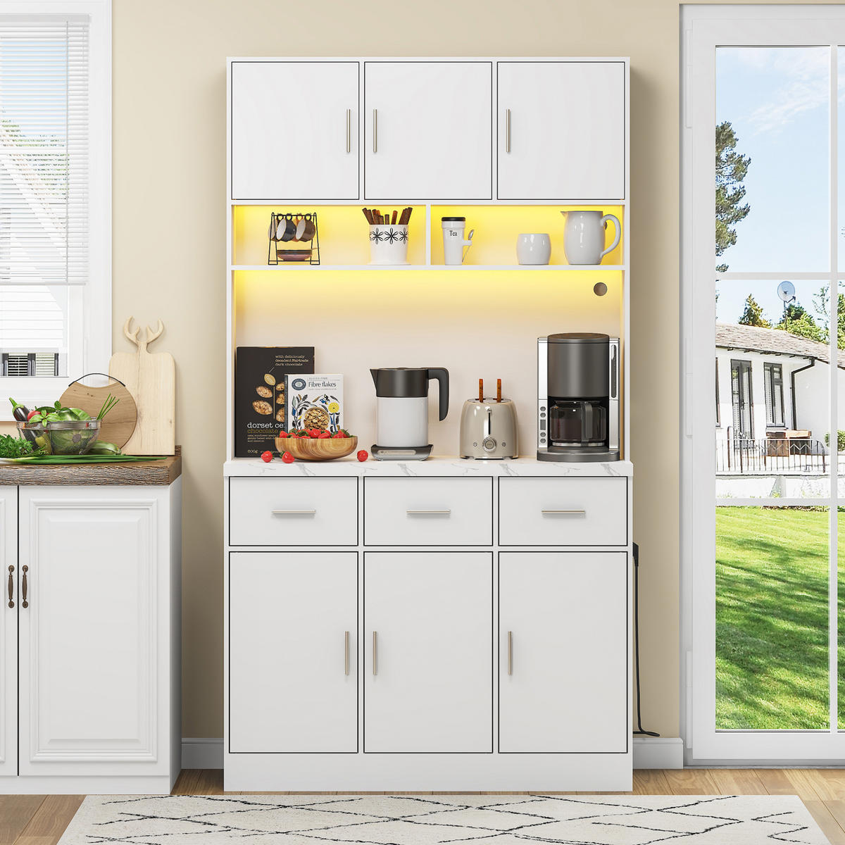 BUFFET 100/180/40 cm Weiß aus MDF mit LED-Beleuchtung - Weiß, Holzwerkstoff (40/180/100cm) - OKMYHOME