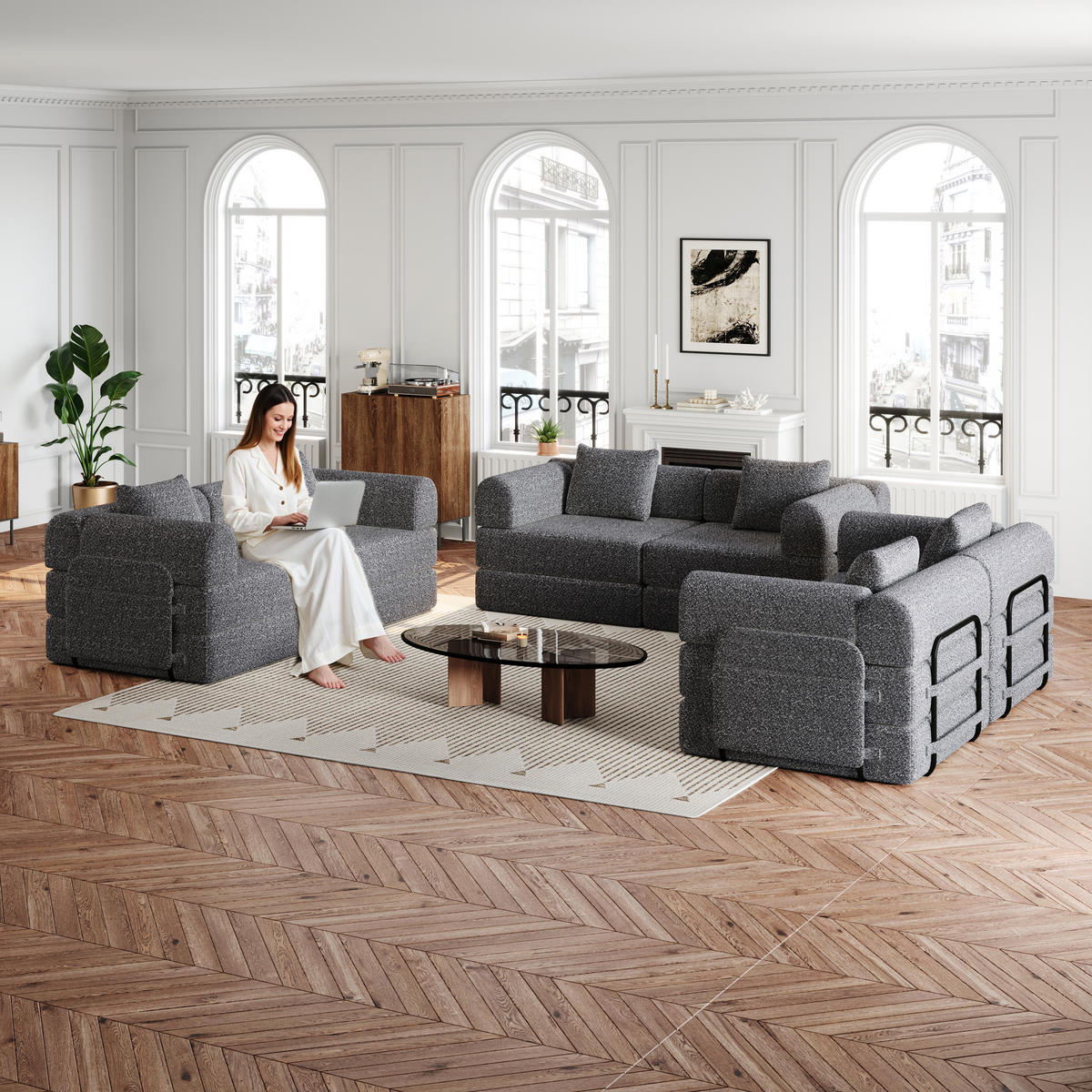 SITZGARNITUR DE-34539 modular Grau - Grau, Metall (183.8/69.8/274cm) - ComfortXL