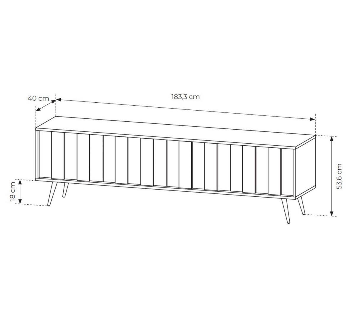 RTV-SCHRANK Faro, viertüriger mit LED - Eichefarben, Holzwerkstoff (183/54/40cm) - Bettso