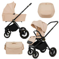 KINDERWAGEN Rosso 2in1 Beige Babywanne, Buggy Sportsitz, Faltbar, Wickeltasche - Beige/Schwarz, Textil/Metall (58/100cm) - BabyLux