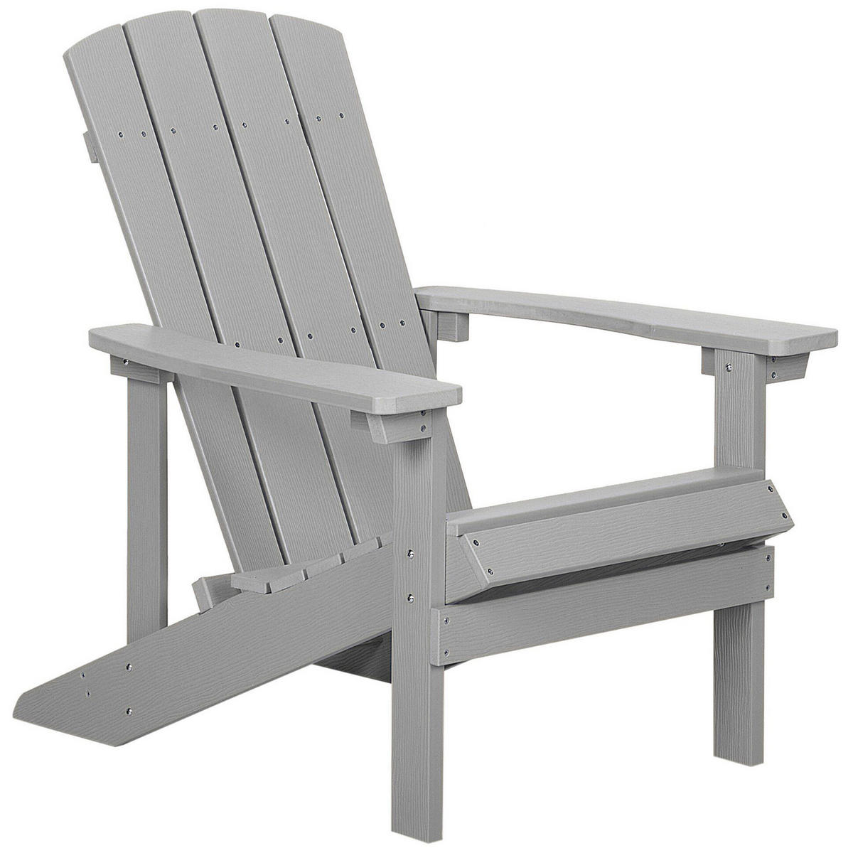 GARTENSTUHL mit Fußhocker Kunstholz hellgrau Adirondack - Hellgrau, Kunststoff (75/88/88cm) - Beliani