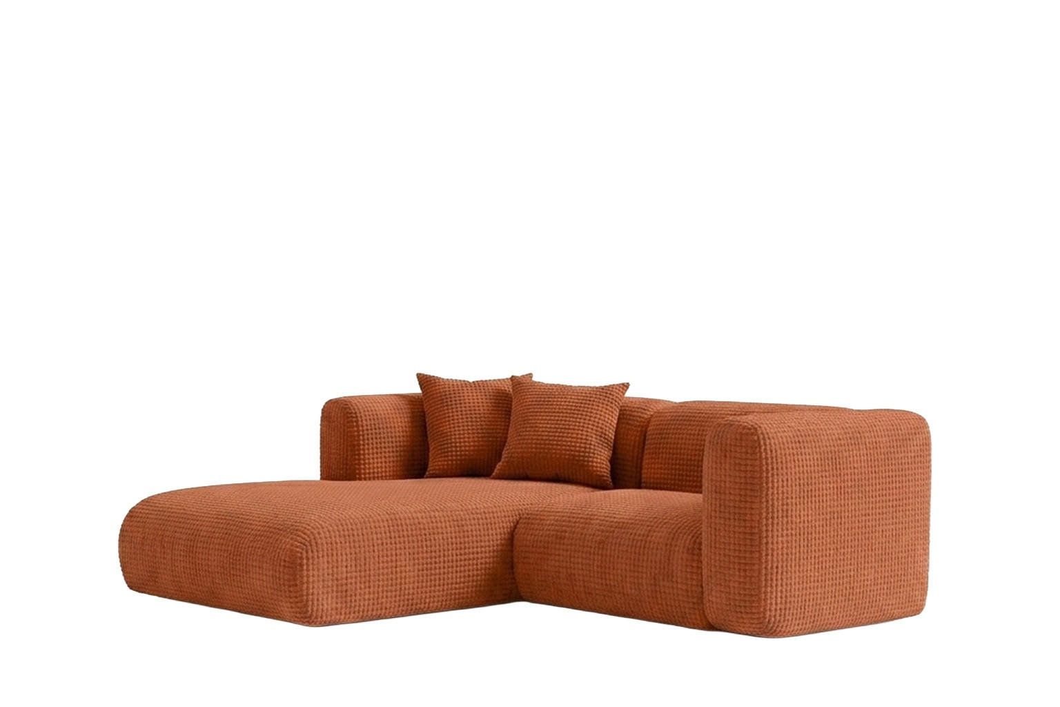 ECKSOFA L-Form mini, Chenille-Stoff Cremona, Kupfer, Links, GRETA - Kupferfarben, Holz (226/179cm) - Kaiser Möbel