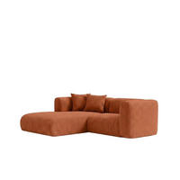 ECKSOFA L-Form mini, Chenille-Stoff Cremona, Kupfer, Links, GRETA - Kupferfarben, Holz (226/179cm) - Kaiser Möbel