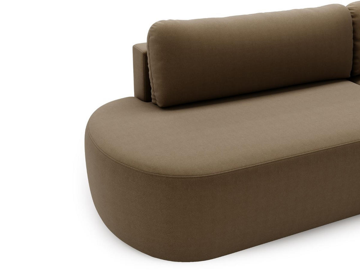 ECKSOFA Aurio O Bouclé-Stoff Braun Rechts - Braun, Holz/Textil (271/177cm) - Graingold
