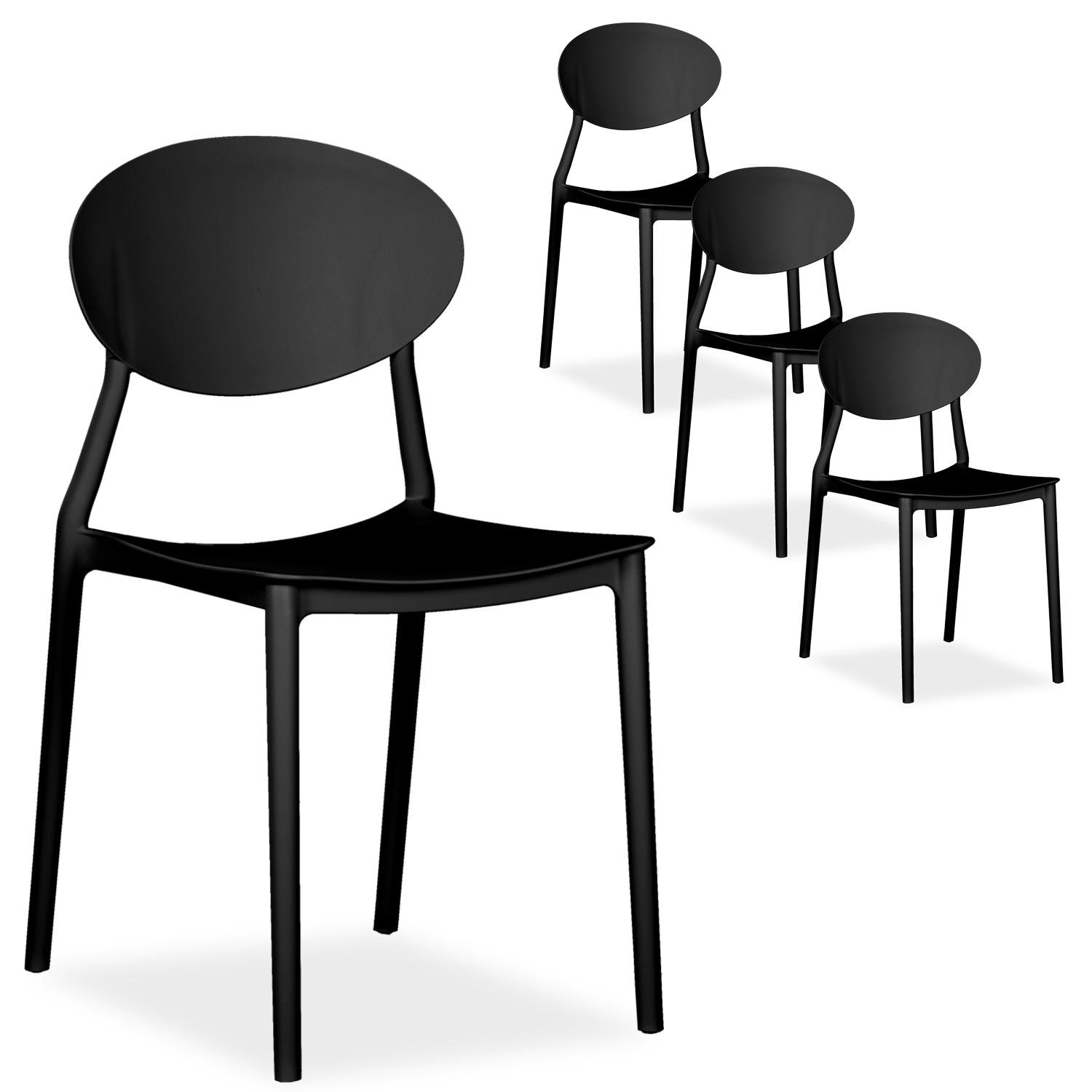 GARTENSTUHL 4er-Set Kunststoff Schwarz - Schwarz, Kunststoff (41/80/51cm) - Homestyle4u