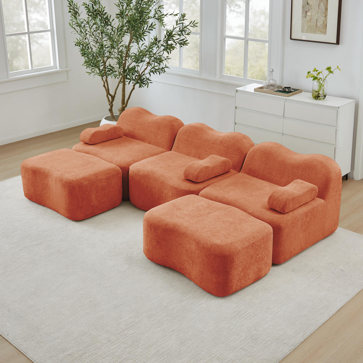 WOHNLANDSCHAFT Samt Orange - Orange, Textil (288/70/167cm) - WISHDOR