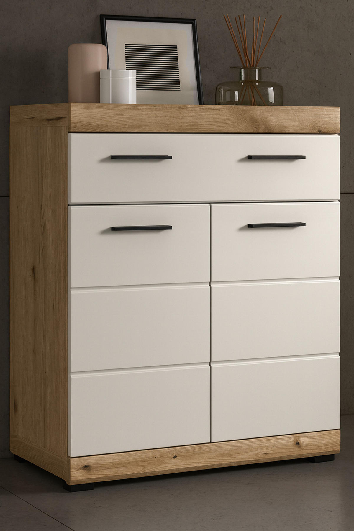 BADKOMMODE Sand Kashmir, Evoke Eiche, Badschrank mit viel Stauraum - Kaschmir/Eichefarben, Holzwerkstoff/Kunststoff (74/88/31cm) - Inn.Furn