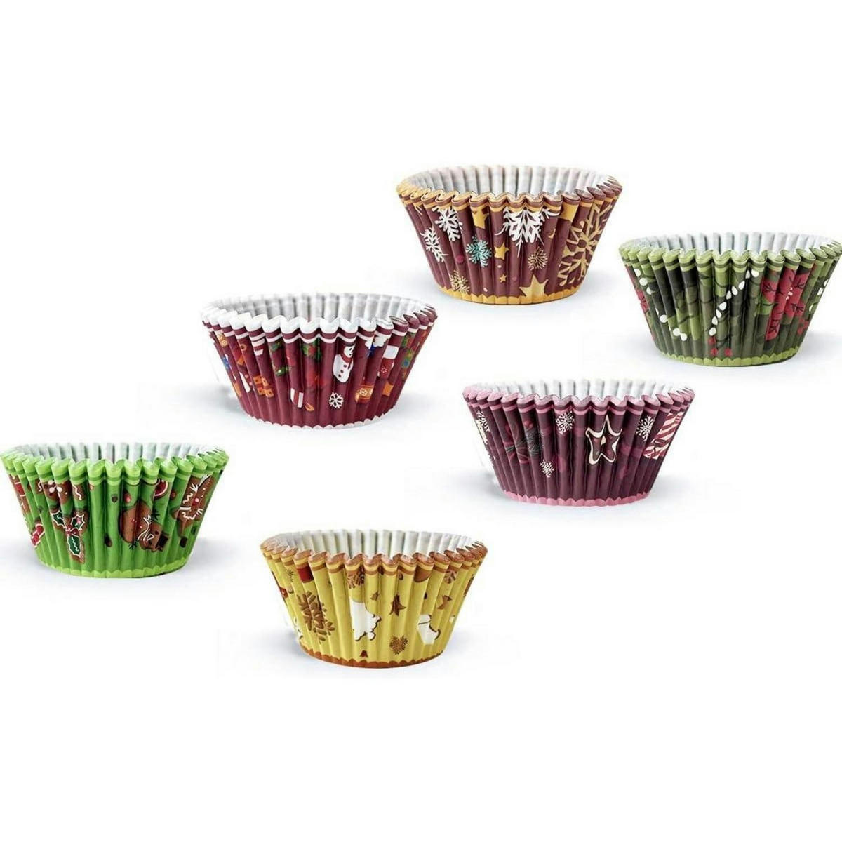 MUFFINFÖRMCHEN 300 Stück Set Weihnachtsmotiv Mini - Multicolor, Papier (3.1/2.1/3.1cm)