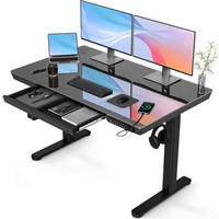 SCHREIBTISCH Höhenverstellbar Elektrisch 120 x 60 cm Schwarz - Schwarz, Glas (80/160/75cm)