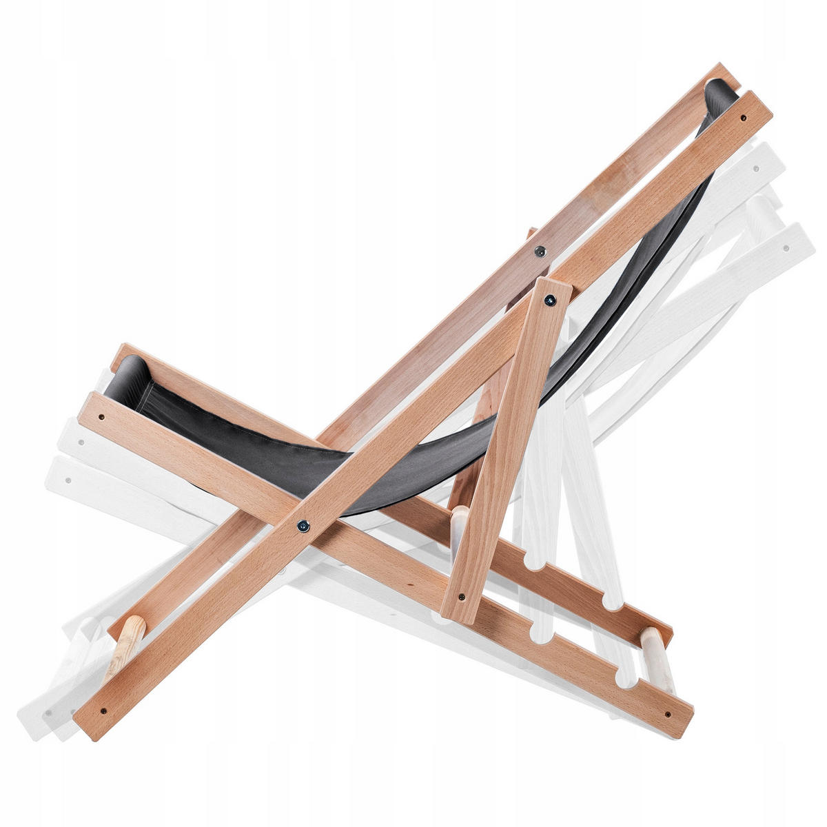 HOLZLIEGESTUHL Graphit 2 Stk. - Graphitfarben, Holz (53/80cm) - KADAX