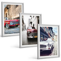 BILDER SET 3er Set - 40x60 cm Silberner Rahmen - Oldtimer in Städten - Silberfarben, Kunststoff (40/60cm) - TULUP