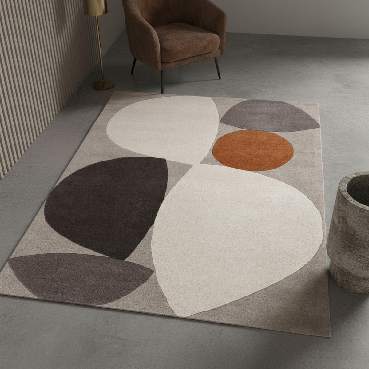 TEPPICH Wolle handgetuftet abstrakt Mid-Century ELAN-Mouzon, Silbergrau 200x290 cm - Grau, Textil (200/290cm) - KADIMA DESIGN