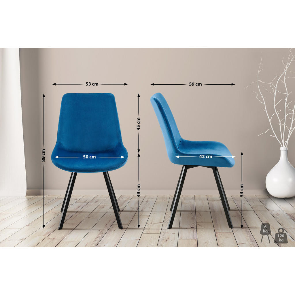 Thumbnail - CLP Stuhl, Dunkelblau, Textil, 53x89x59 cm, Esszimmer, Stühle, Esszimmerstühle, Vierfußstühle