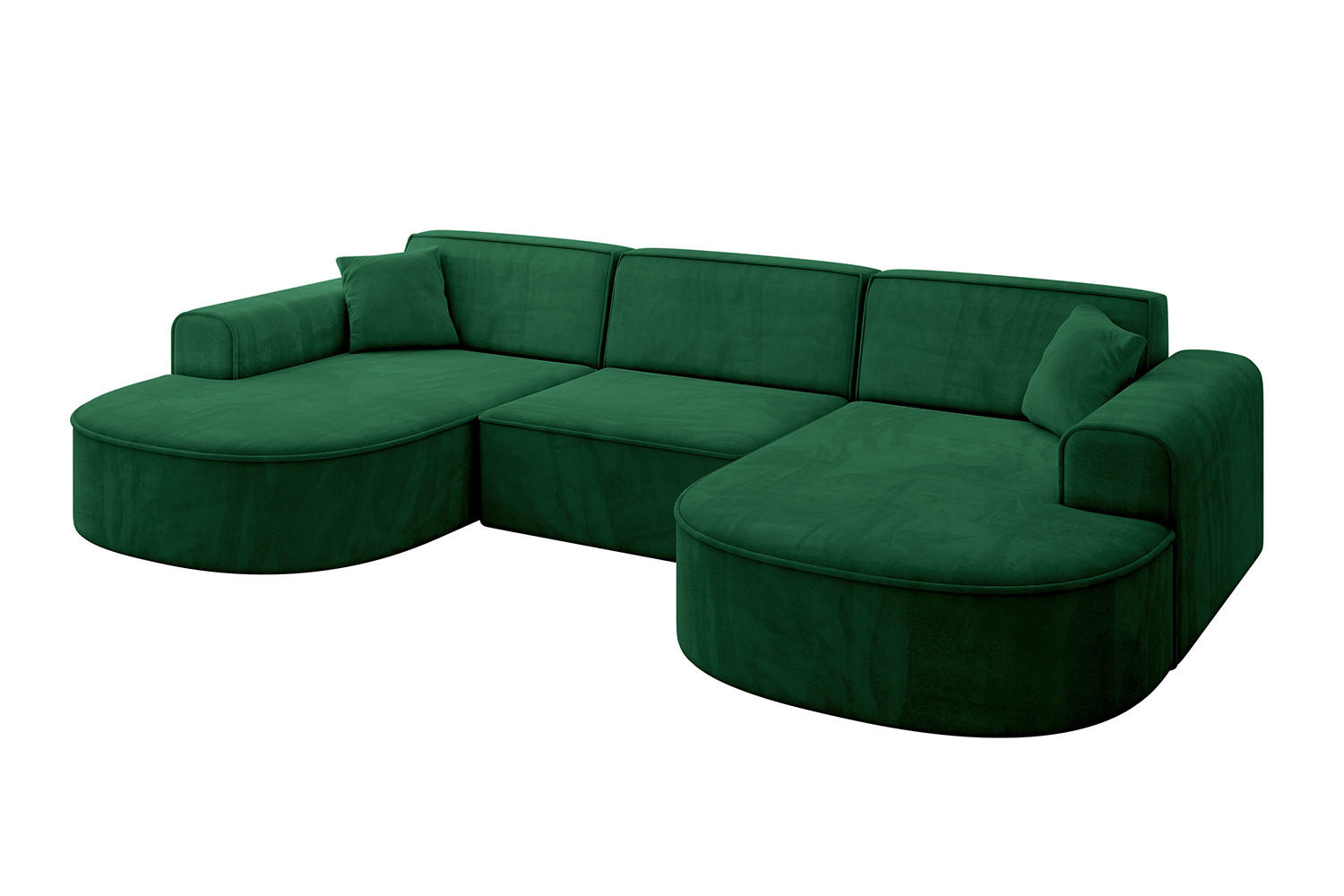 WOHNLANDSCHAFT MARI-U1 - 303x171x79 cm Dunkelgrün Velours - Dunkelgrün/Schwarz, Holzwerkstoff/Kunststoff (303/79/171cm) - ALTDECOR
