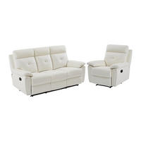 SOFAGARNITUR mit Relaxfunktion - 4 Personen - Leder - Weiß - - Weiß, Leder (99/101/92cm) - Vente-Unique